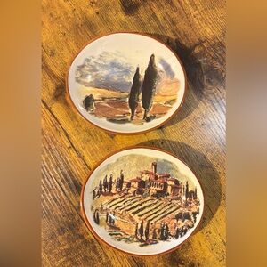 Williams Sonoma Ceramic Plates with Scenic Art (set of 2)